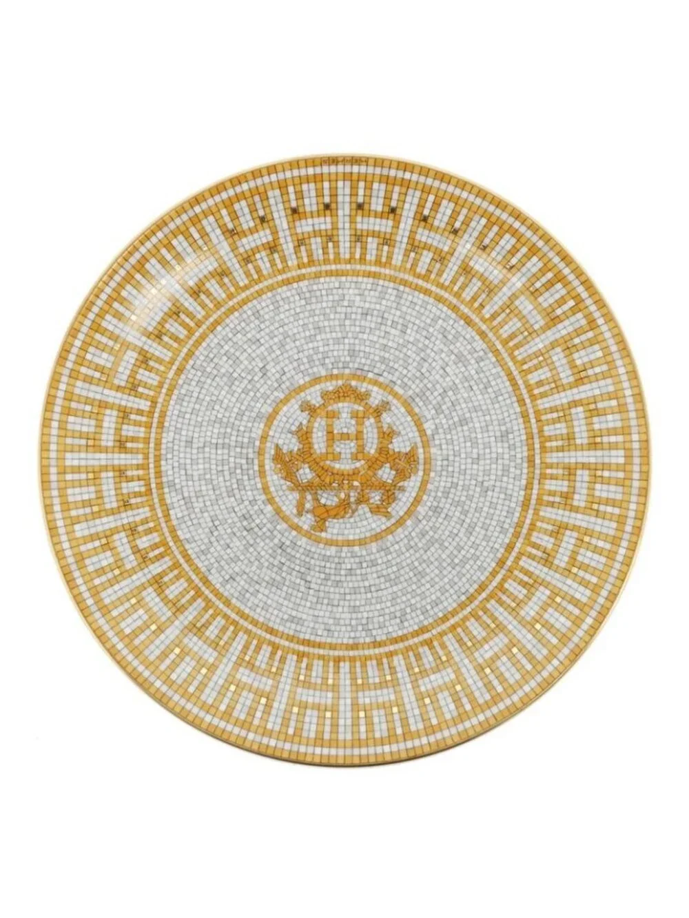 Hermes Dessert Plate Mosaic Vanquatre Gold Pottery Accessories
